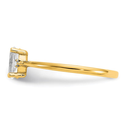 14K Yellow Gold Real Diamond u0026 White Topaz Birthstone Ring