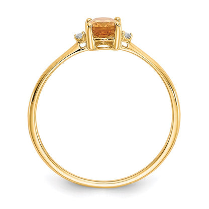 14K Yellow Gold Real Diamond u0026 Citrine Birthstone Ring