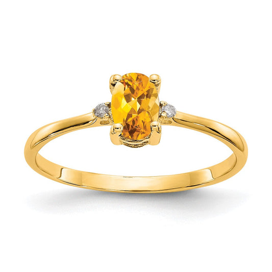 14K Yellow Gold Real Diamond u0026 Citrine Birthstone Ring
