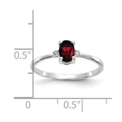 14k White Gold Real Diamond u0026 Garnet Birthstone Ring