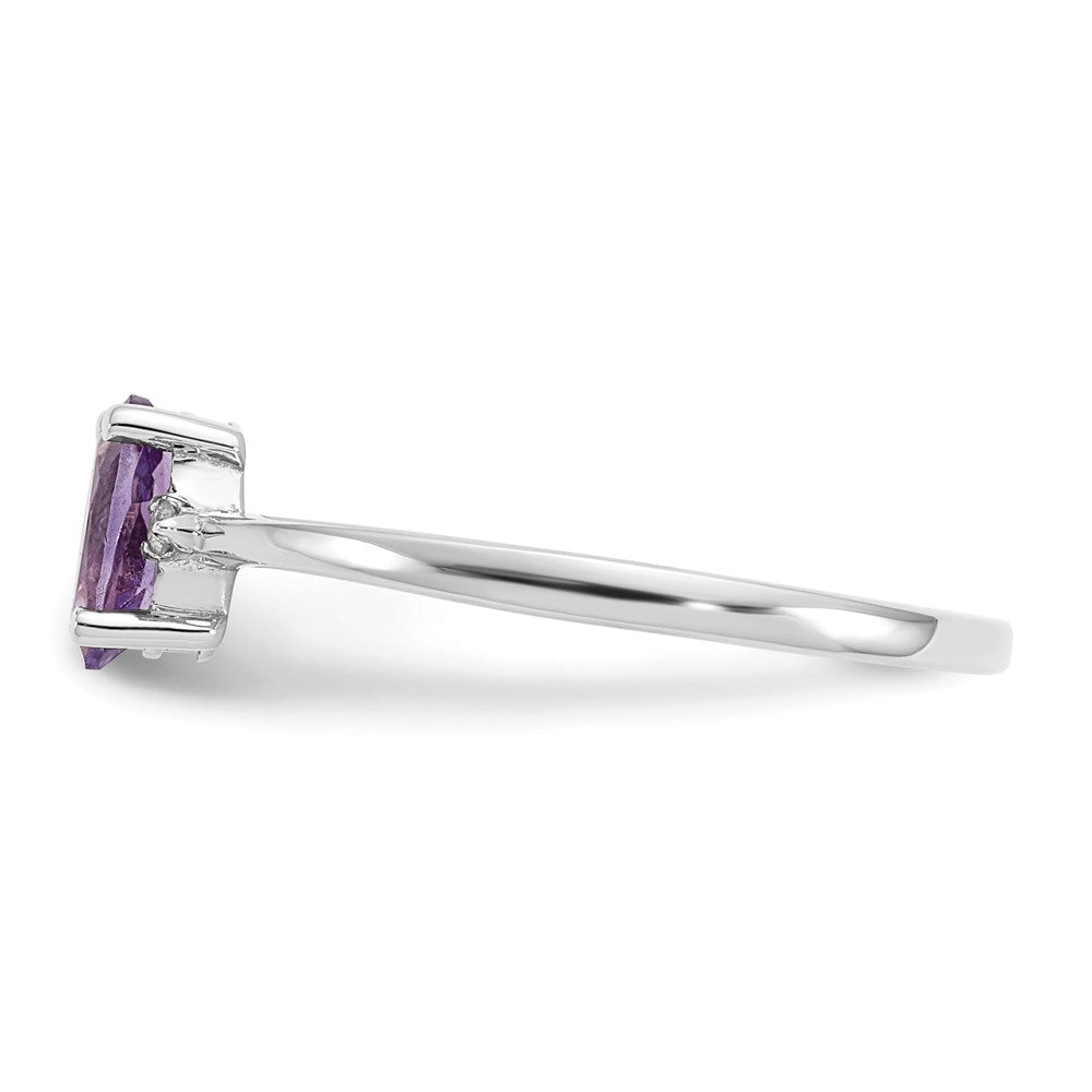 14k White Gold Real Diamond u0026 Amethyst Birthstone Ring