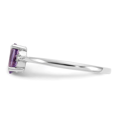 14k White Gold Real Diamond u0026 Amethyst Birthstone Ring