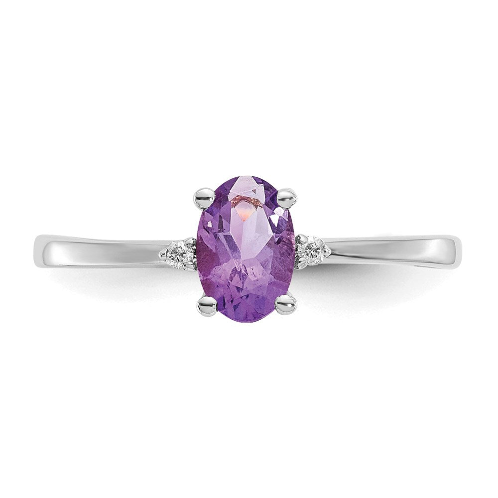 14k White Gold Real Diamond u0026 Amethyst Birthstone Ring