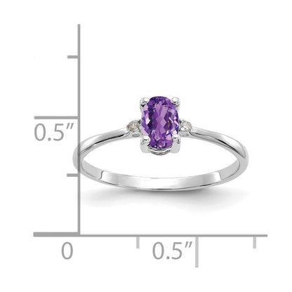 14k White Gold Real Diamond u0026 Amethyst Birthstone Ring