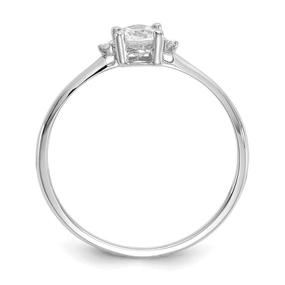 14k White Gold Real Diamond u0026 White Topaz Birthstone Ring