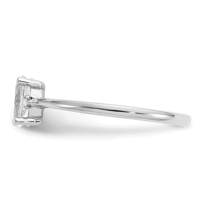 14k White Gold Real Diamond u0026 White Topaz Birthstone Ring