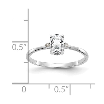 14k White Gold Real Diamond u0026 White Topaz Birthstone Ring
