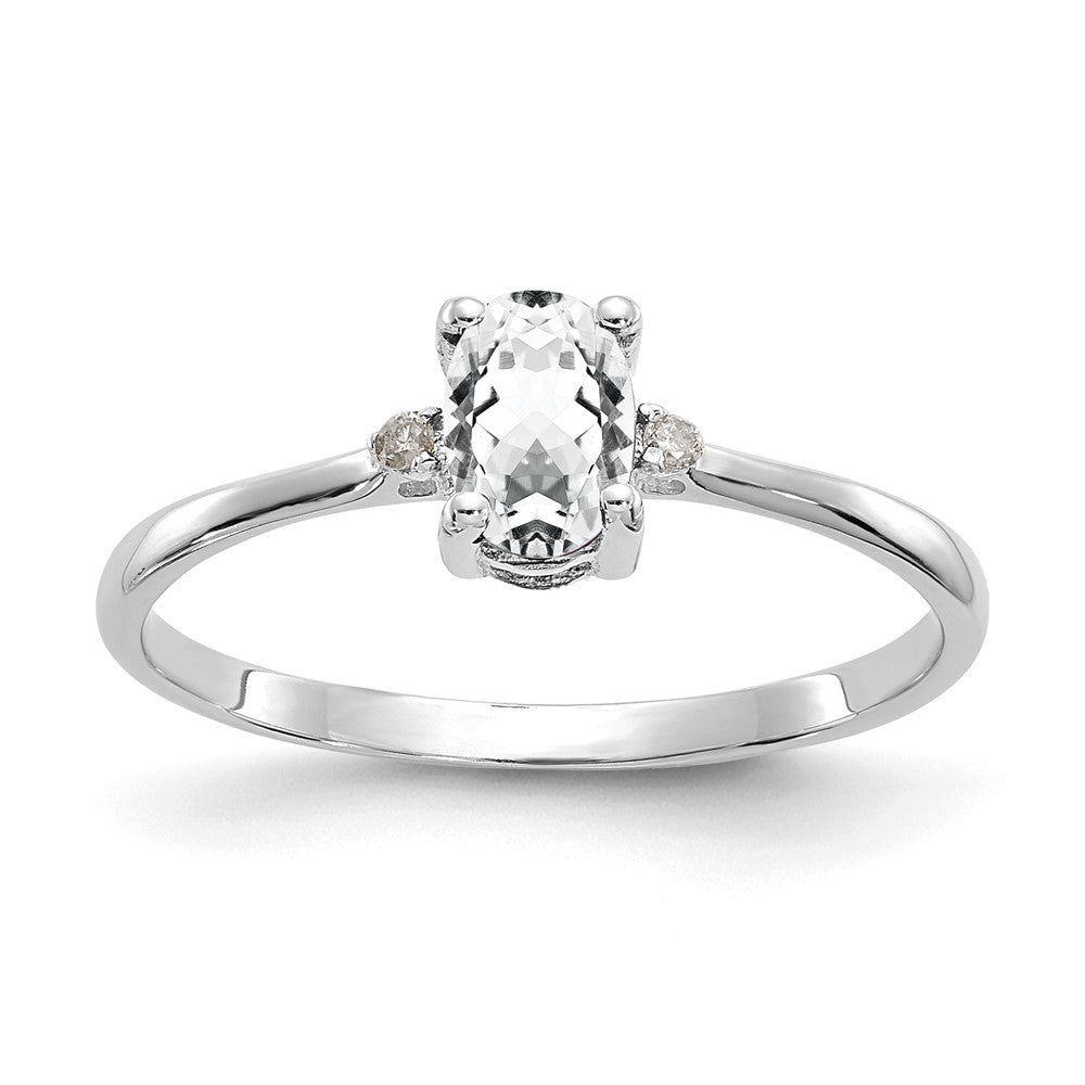 Solid 14k White Gold Simulated CZ & Topaz Birthstone Ring