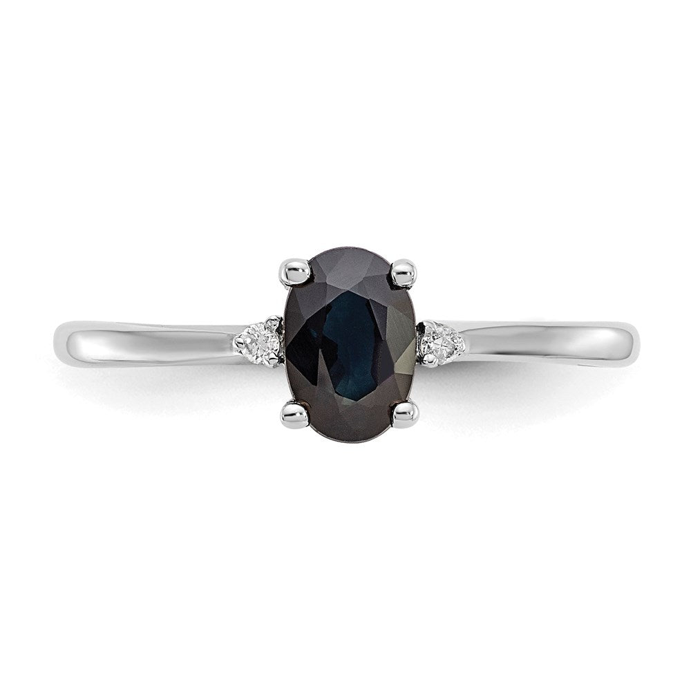 14k White Gold Real Diamond u0026 Sapphire Birthstone Ring