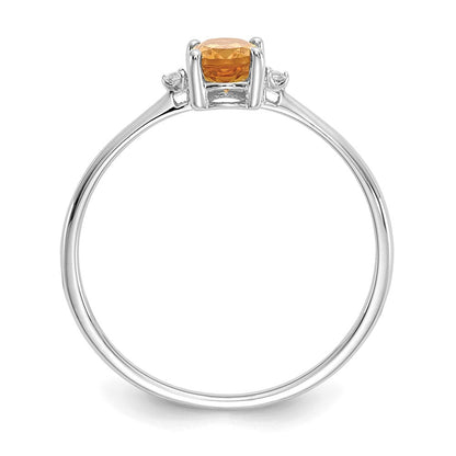 14k White Gold Real Diamond u0026 Citrine Birthstone Ring