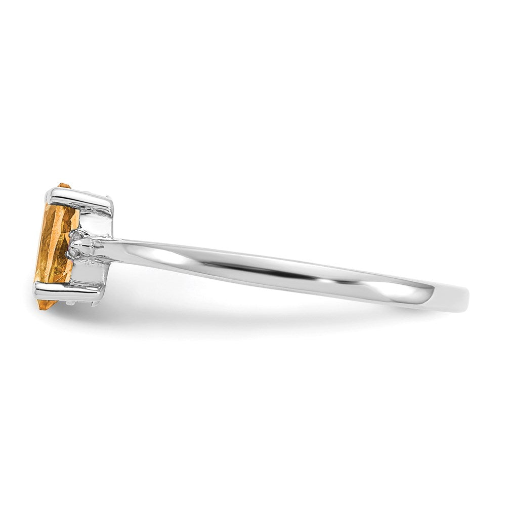 14k White Gold Real Diamond u0026 Citrine Birthstone Ring