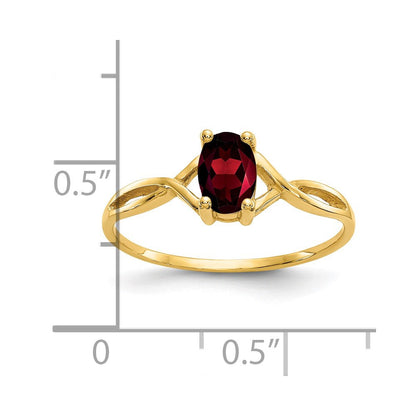14K Yellow Gold Natural Garnet Birthstone Ring