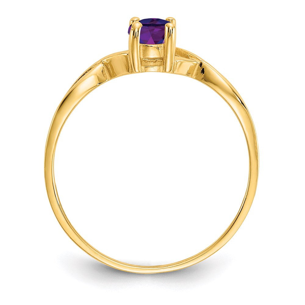 14K Yellow Gold Amethyst Birthstone Ring