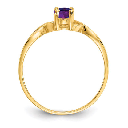 14K Yellow Gold Amethyst Birthstone Ring