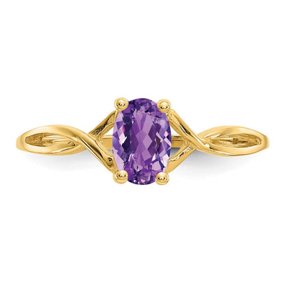 14K Yellow Gold Amethyst Birthstone Ring