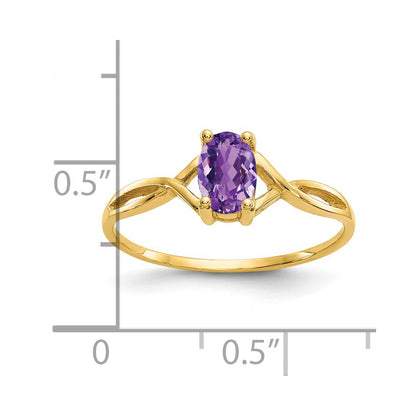14K Yellow Gold Amethyst Birthstone Ring