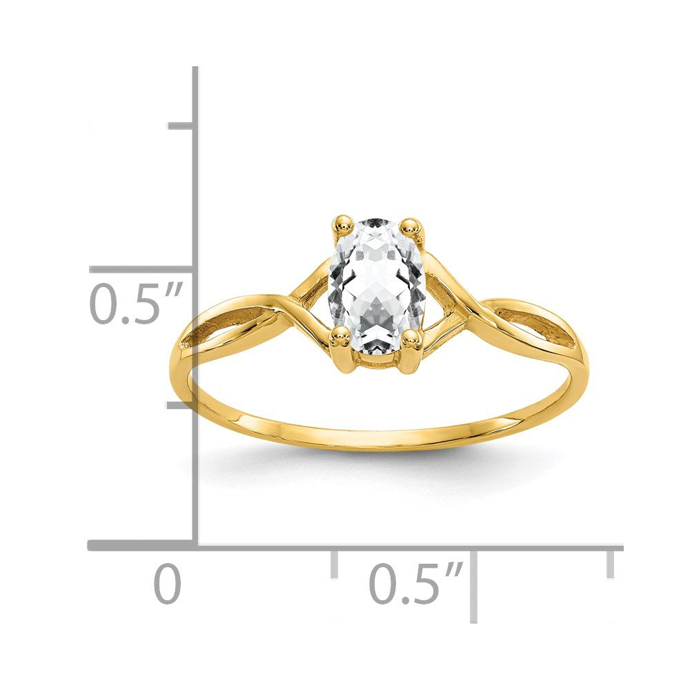 14K Yellow Gold White Topaz Birthstone Ring