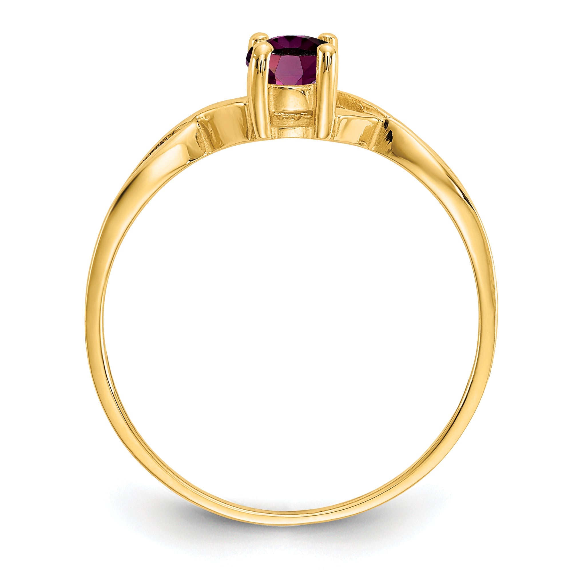 Solid 14k Yellow Gold Rhodolite Simulated Garnet Birthstone Ring