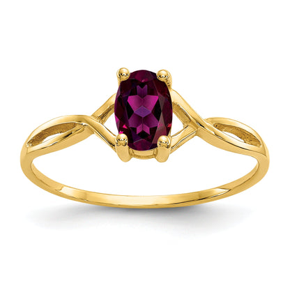 Solid 14k Yellow Gold Rhodolite Simulated Garnet Birthstone Ring
