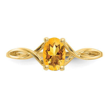 14K Yellow Gold Citrine Birthstone Ring
