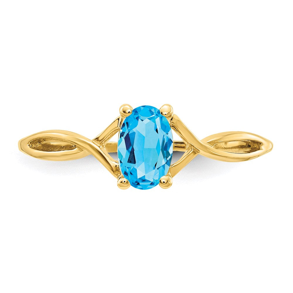 14K Yellow Gold Blue Topaz Birthstone Ring