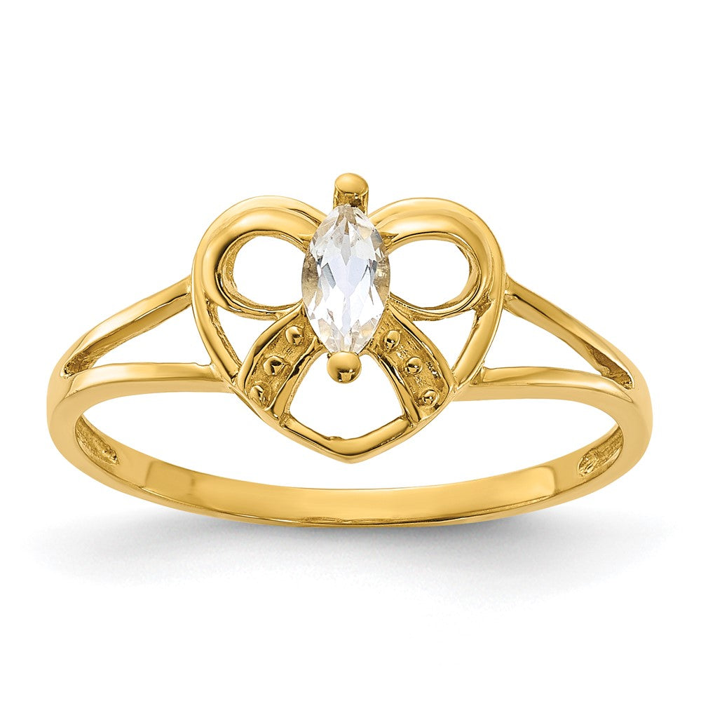 14k yellow gold white topaz birthstone ring xbr241