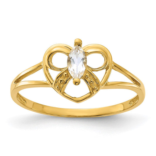 14k yellow gold white topaz birthstone ring xbr241