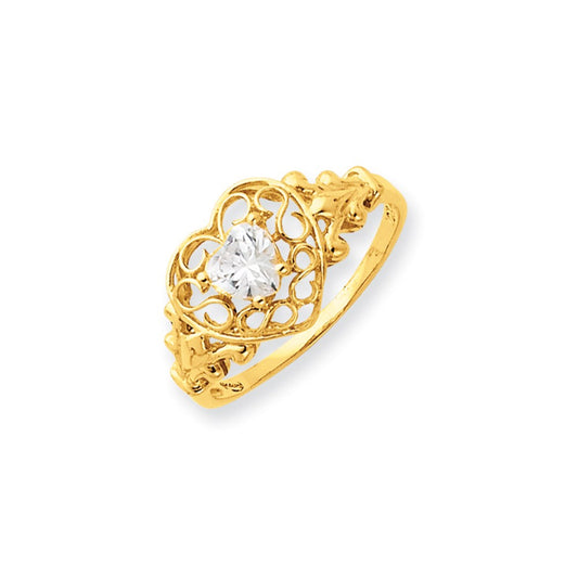 14k Yellow Gold White Topaz Birthstone Ring