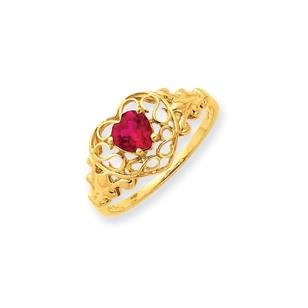 14k Yellow Gold Ruby Birthstone Ring