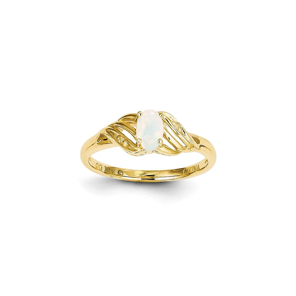 14k Yellow Gold Genuine Opal Diamond Ring
