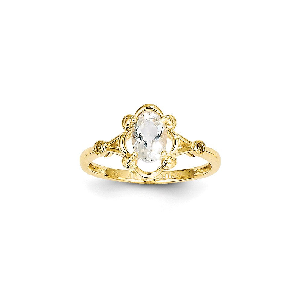 14k Yellow Gold White Topaz Dia Ring