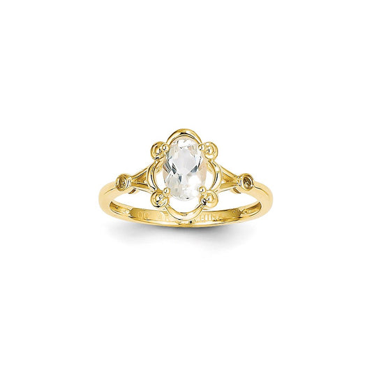 14k Yellow Gold White Topaz Dia Ring