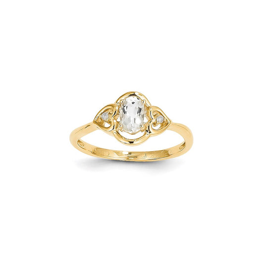 14k Yellow Gold White Topaz Diamond Ring