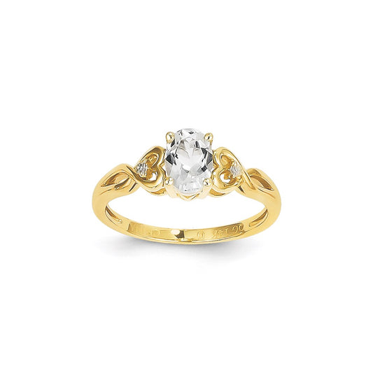 14k Yellow Gold White Topaz Dia Ring
