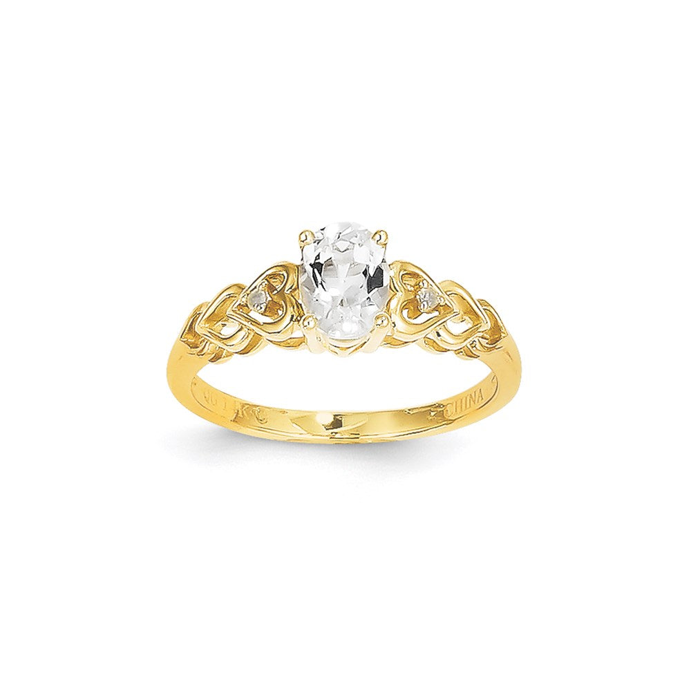 14k Yellow Gold White Topaz Diamond Ring