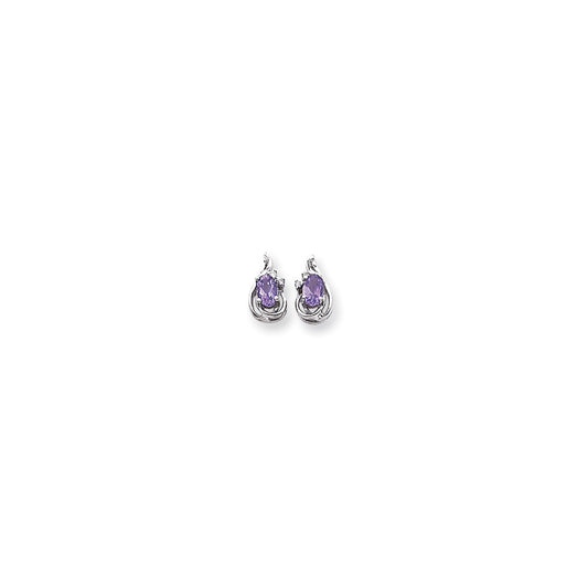 14k White Gold WG Dia & AM Earrings
