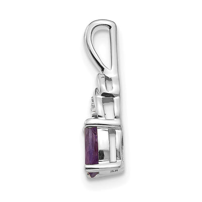 14k White Gold Amethyst Diamond Pendant