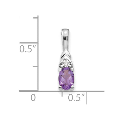14k White Gold Amethyst Diamond Pendant