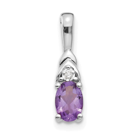 14k White Gold Amethyst Diamond Pendant