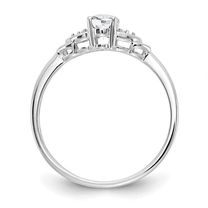 Solid 14k White Gold Topaz and Simulated CZ Ring