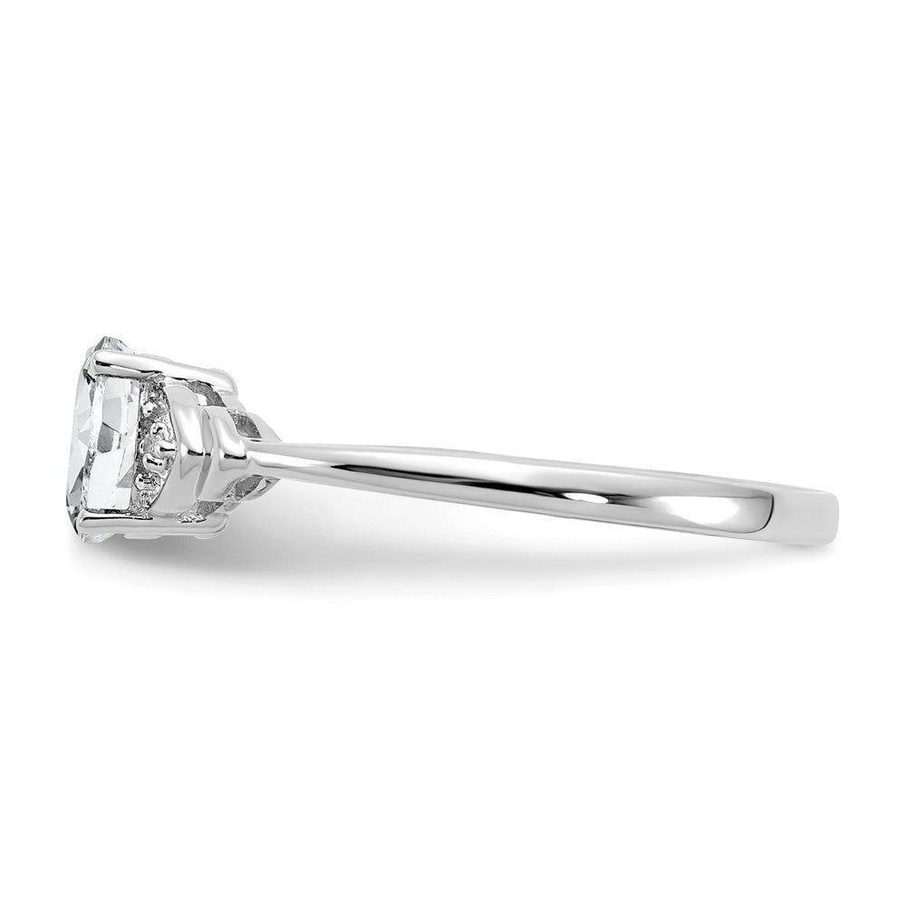 Solid 14k White Gold Topaz and Simulated CZ Ring