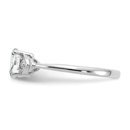 Solid 14k White Gold Topaz and Simulated CZ Ring