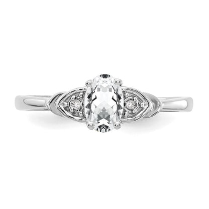 14k White Gold Topaz and Real Diamond Ring
