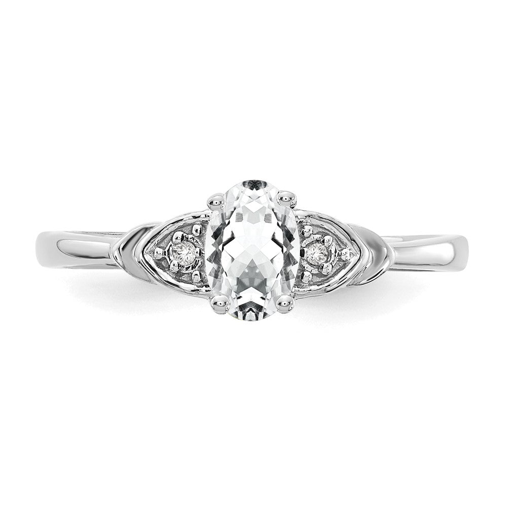 Solid 14k White Gold Topaz and Simulated CZ Ring