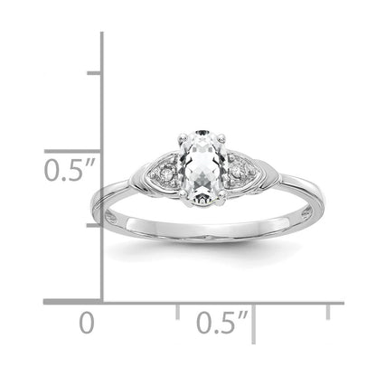 Solid 14k White Gold Topaz and Simulated CZ Ring