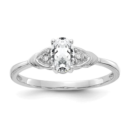 14k White Gold Topaz and Real Diamond Ring