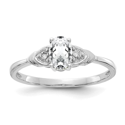 14k White Gold Topaz and Real Diamond Ring