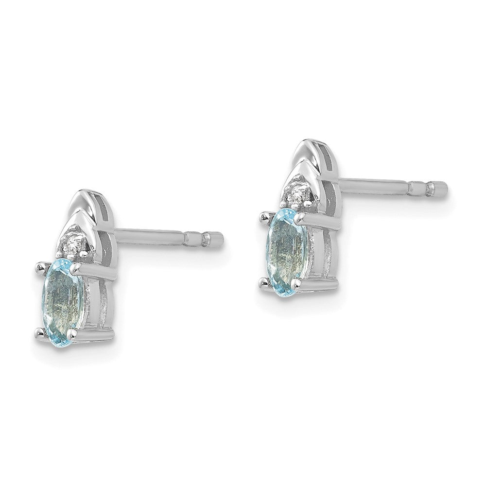 14k White Gold Aquamarine Diamond Earring