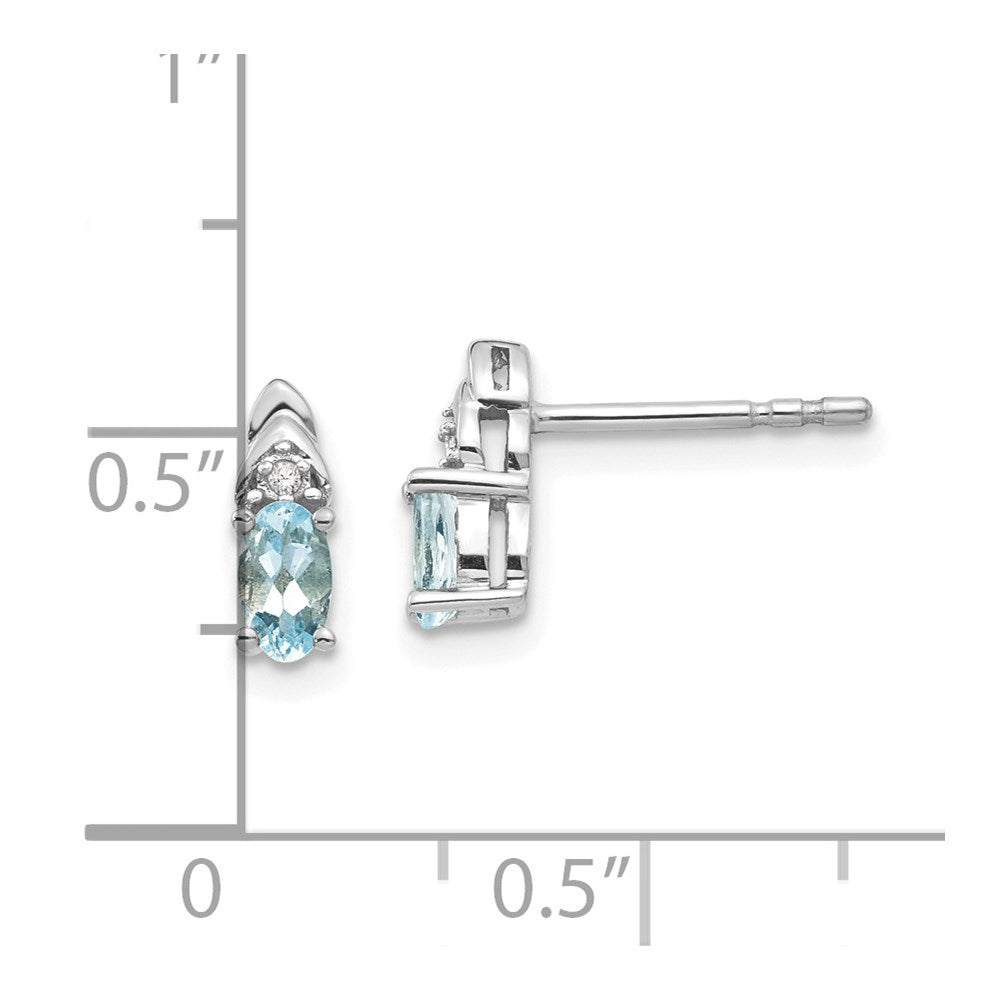 14k White Gold Aquamarine Diamond Earring
