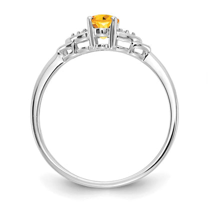 14k White Gold Citrine and Real Diamond Ring